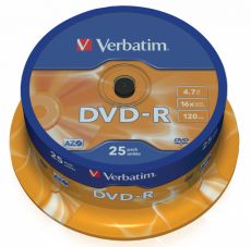 Диск DVD-R Verbatim 4.7Gb 16x Cake Box (25шт) 43522