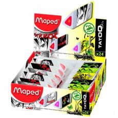 Ластик MAPED Pyramide треугольной формы белый с цветной серединой в картонном футляре
